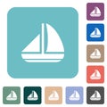 Sailing boat solid rounded square flat icons Royalty Free Stock Photo