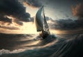 Sailing boat storm voyage yacht sea waves clouds