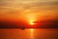 Sailing boat sunset Royalty Free Stock Photo