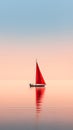 Sailing boat at sunset. Minimalist sailing background of a sailboat reflecting on the still water. Royalty Free Stock Photo