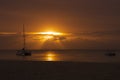 Sailing boat sunset at Moreton Island, Australia Royalty Free Stock Photo