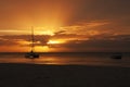 Sailing boat sunset at Moreton Island, Australia Royalty Free Stock Photo