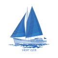 Sailing boat vector icon blue