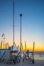 Sailing boat on a wheeled storage rack by the sea Royalty Free Stock Photo