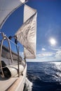 Sailing boat wide angle view Royalty Free Stock Photo