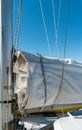 Sailing boat wide angle view in the sea Royalty Free Stock Photo