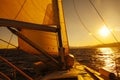 Sailing boat wide angle view in the sea Royalty Free Stock Photo