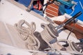 Sailing boat winch with a main sail Royalty Free Stock Photo