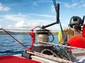 Sailing boat winch with rope Royalty Free Stock Photo