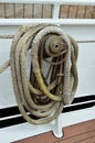 Sailing boat winch and ropes