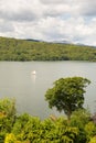 Sailing boat Windermere Lake District Cumbria UK on beautiful peaceful relaxing summer day