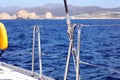 Sailing boating in ocean, ship at sea close up high quality image luxury experience