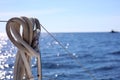 Sailing boating in ocean, ship at sea close up high quality image luxury experience