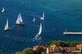 Group sailing boats at the Adriatic sea 
