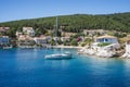 Sailing boats anchored at Fiscardo village in Kefalonia island, Greece Royalty Free Stock Photo