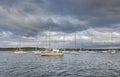 Sailing boats anchored in the port of Fornells