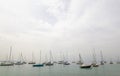 Sailing boats anchoring in Lago di Garda
