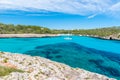 Sailing boats at Cala Mondrago - beautiful beach and coast of Mallorca Royalty Free Stock Photo