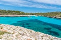 Sailing boats at Cala Mondrago - beautiful beach and coast of Mallorca Royalty Free Stock Photo