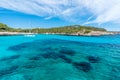 Sailing boats at Cala Mondrago - beautiful beach and coast of Mallorca Royalty Free Stock Photo