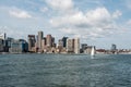 Sailing boats on the Charles River in front of Boston Skyline in Massachusetts USA on a sunny summer day Royalty Free Stock Photo