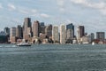 Sailing boats on the Charles River in front of Boston Skyline in Massachusetts USA on a sunny summer day Royalty Free Stock Photo