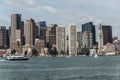 Sailing boats on the Charles River in front of Boston Skyline in Massachusetts USA on a sunny summer day Royalty Free Stock Photo