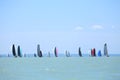 Sailing boats compete on 55.th Kekszalag championship at the Lake Balaton