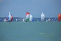 Sailing boats compete on 55.th Kekszalag championship at the Lake Balaton