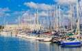 View of Sailing boats at Doca De Belem marina in Lisbon, Portugal