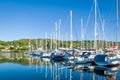 Sailing boats docked at Tarbert marina.