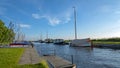 Sailing boats in the harbor in Oudega Friesland in the Netherlands Royalty Free Stock Photo