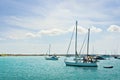 Sailing boats near the island of Formentera