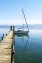 Sailing boats parking in Chiemsee lake pier Royalty Free Stock Photo