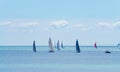 Sailing boats race Sandwich Bay Kent UK