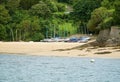 Sailing boats on Salcombe, Devon beach Royalty Free Stock Photo