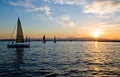 Sailing boats at sunset