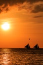 Sailing boats at sunset Royalty Free Stock Photo