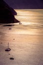 Sailing boats in the vastness of aegean sea, Santorini. Royalty Free Stock Photo