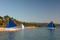 Sailing boats. White beach station 1. Boracay Island. Western Visayas. Philippines