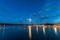 Sailing boats and yachts in marina at night. Nynashamn. Sweden. Royalty Free Stock Photo