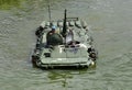 Sailing on BTR-70MB1 APC - Amphibious Armoured Personnel Carrier. Armed forces of Belarus on military exercises. Military