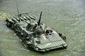 Sailing on BTR-70MB1 APC - Amphibious Armoured Personnel Carrier. Armed forces of Belarus on military exercises. Military