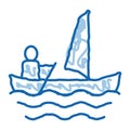 Sailing Canoeing doodle icon hand drawn illustration