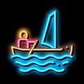 Sailing Canoeing neon glow icon illustration
