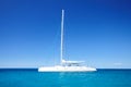 Sailing catamaran in the blue carribean sea Royalty Free Stock Photo