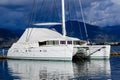 Sailing catamaran morred. Royalty Free Stock Photo