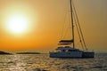 Sailing Catamaran at the sunset Royalty Free Stock Photo