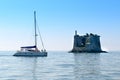 Sailing a catamaran to the Torre Scola