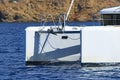 Sailing catamarans bow close-up